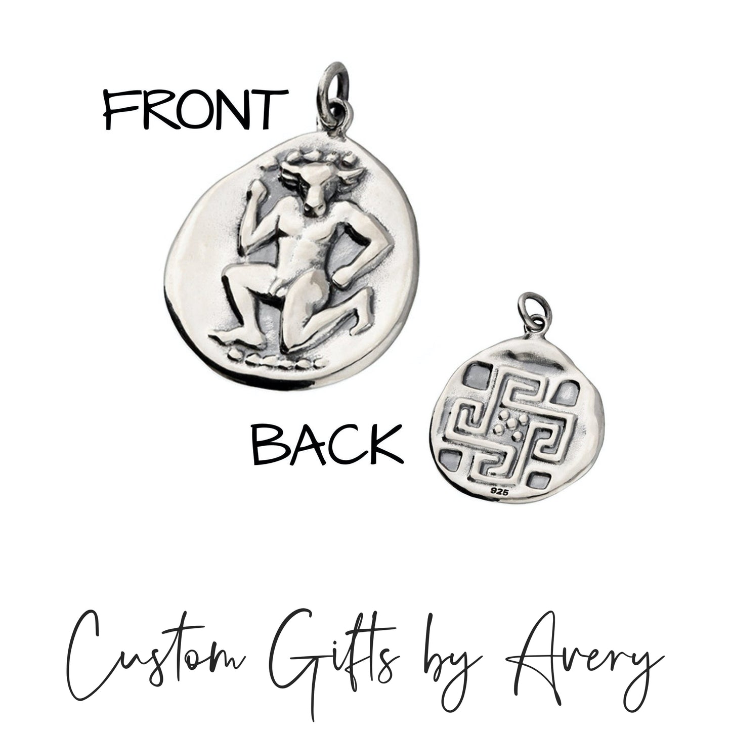 Double Sided Sterling Silver Minotaur Necklace