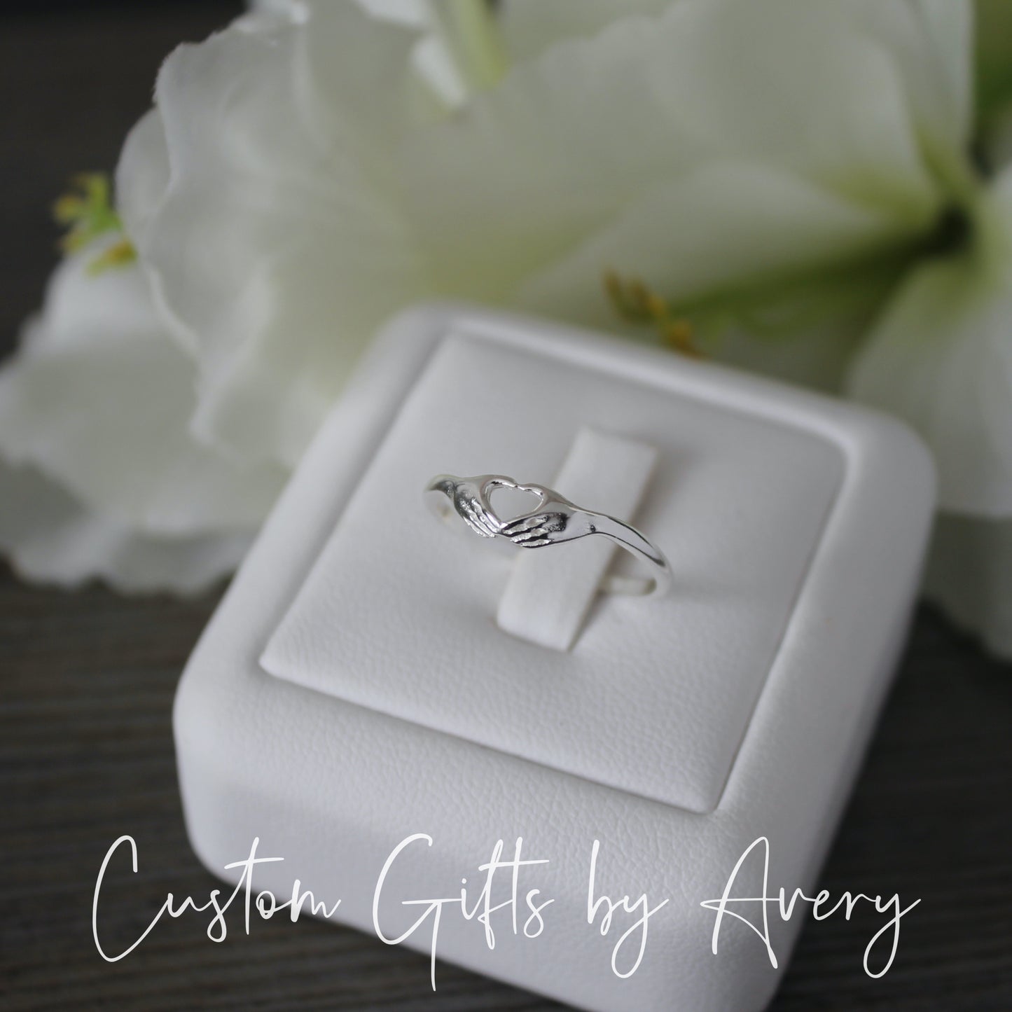 Sterling Silver Hand Heart Ring