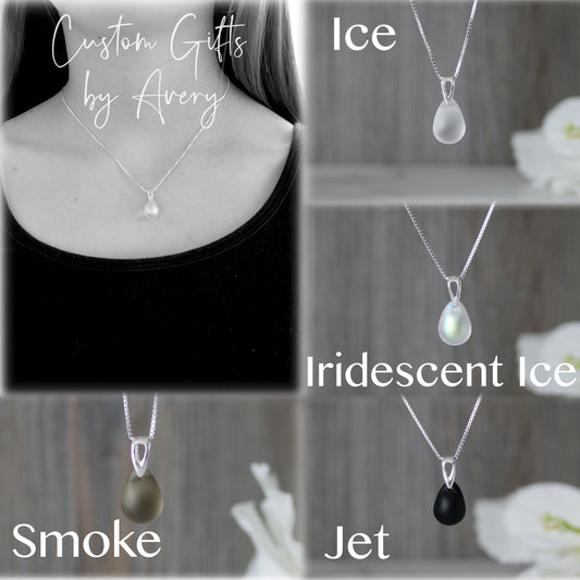 Cultured Sea Glass Necklace in Sterling Silver, Rose Gold, or Gold