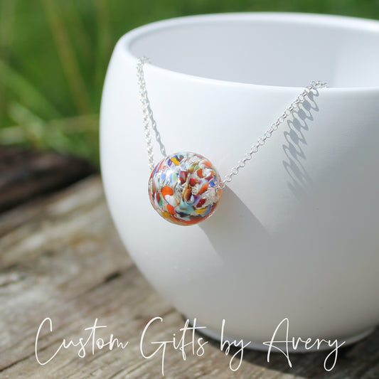 Sterling Silver Venetian Murano Klimt Inspired Lampwork Necklace