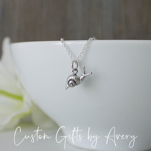 Tiny Sterling Silver Snail Necklace