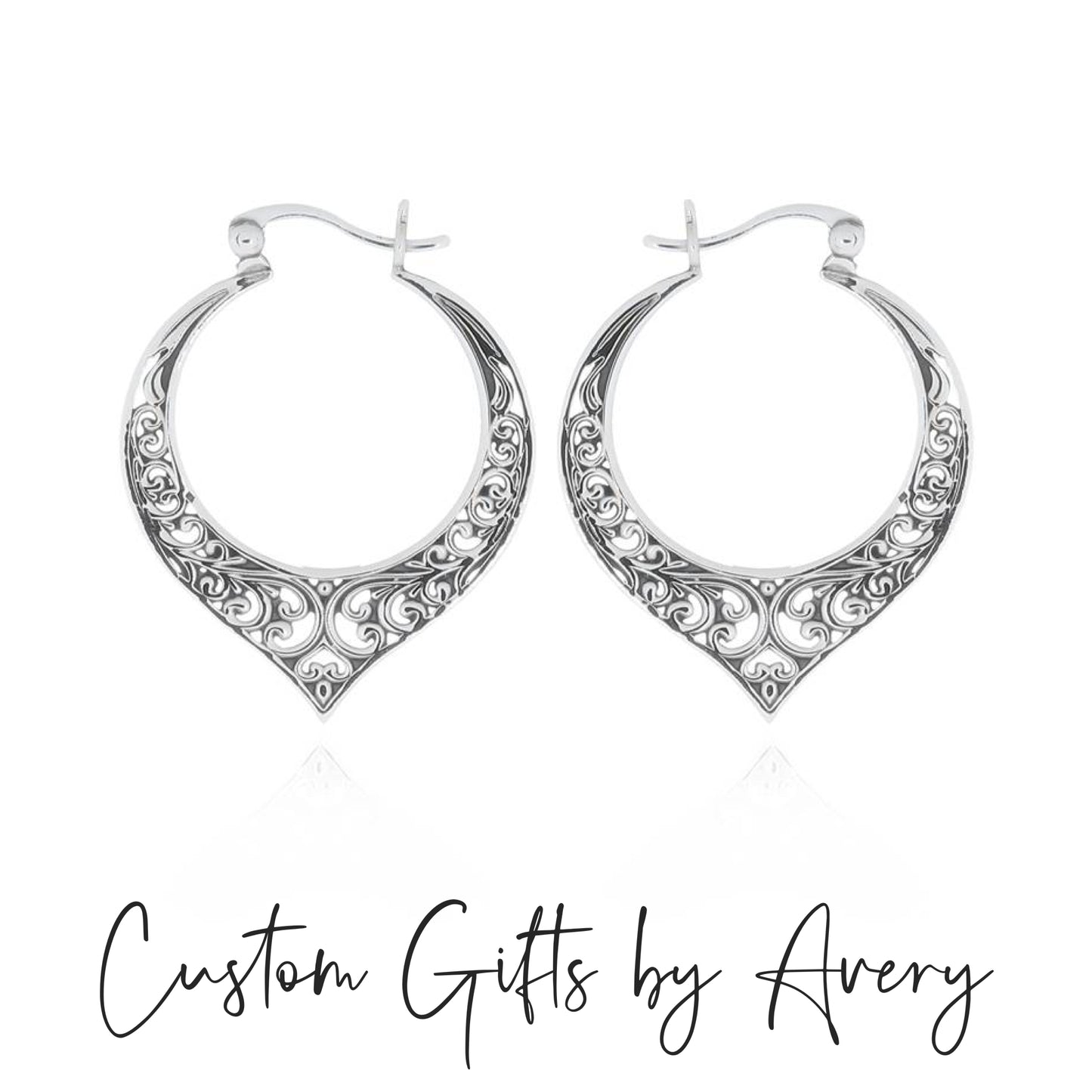 Sterling Silver Filigree Hoop Earrings