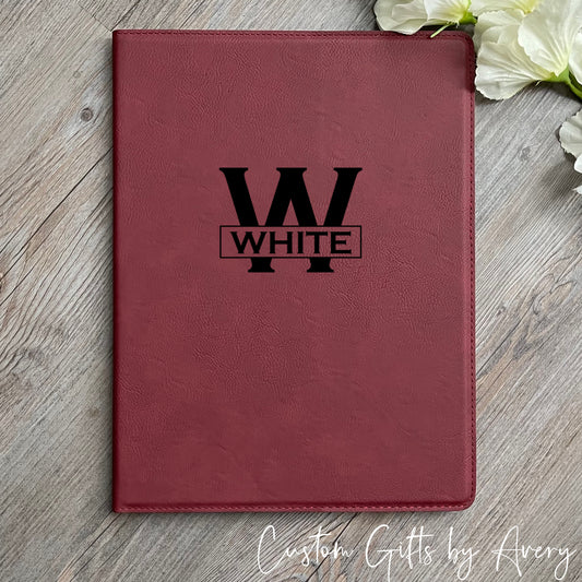 Personalized Leatherette Portfolio - Monogram