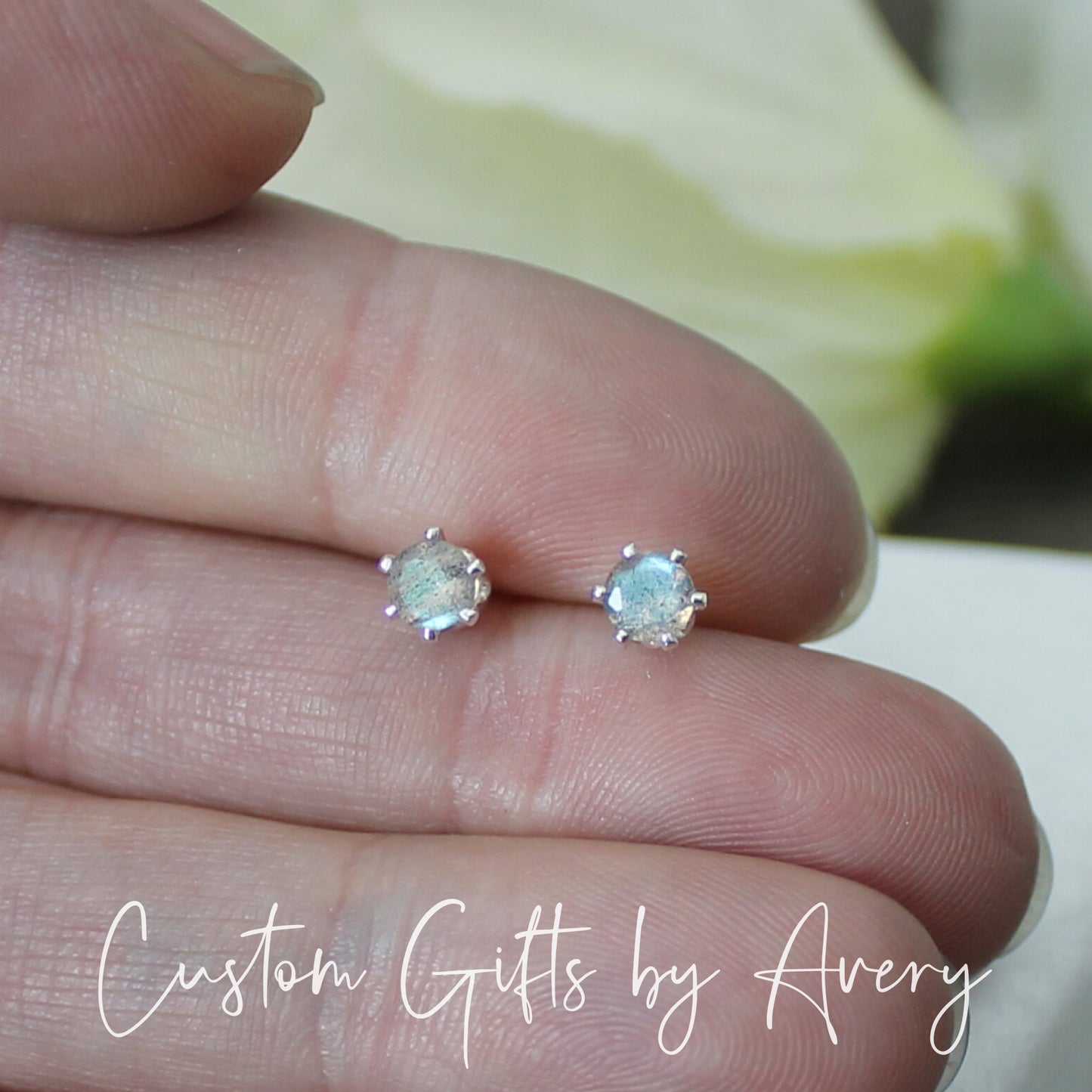 Sterling Silver & Labradorite Studs