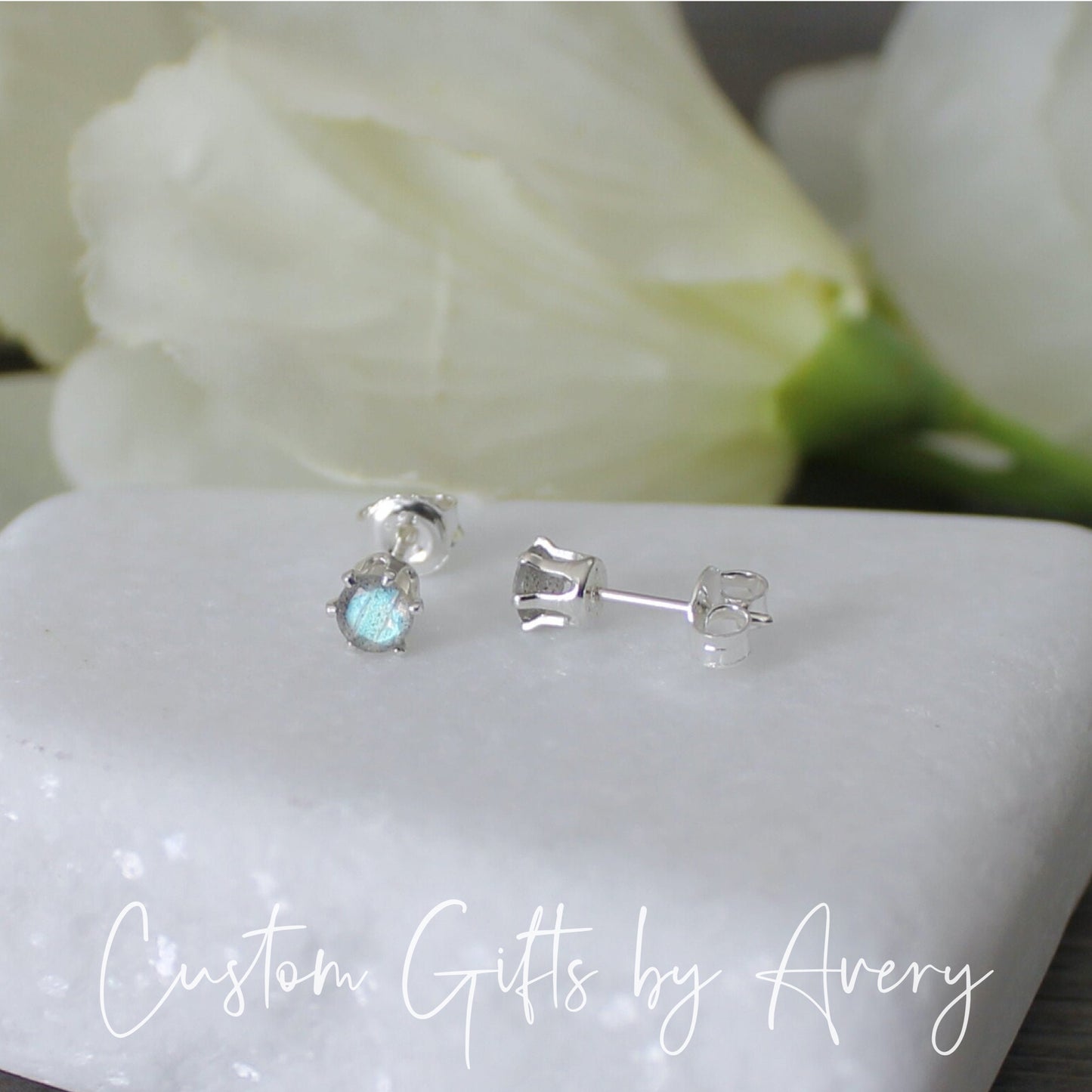 Sterling Silver & Labradorite Studs