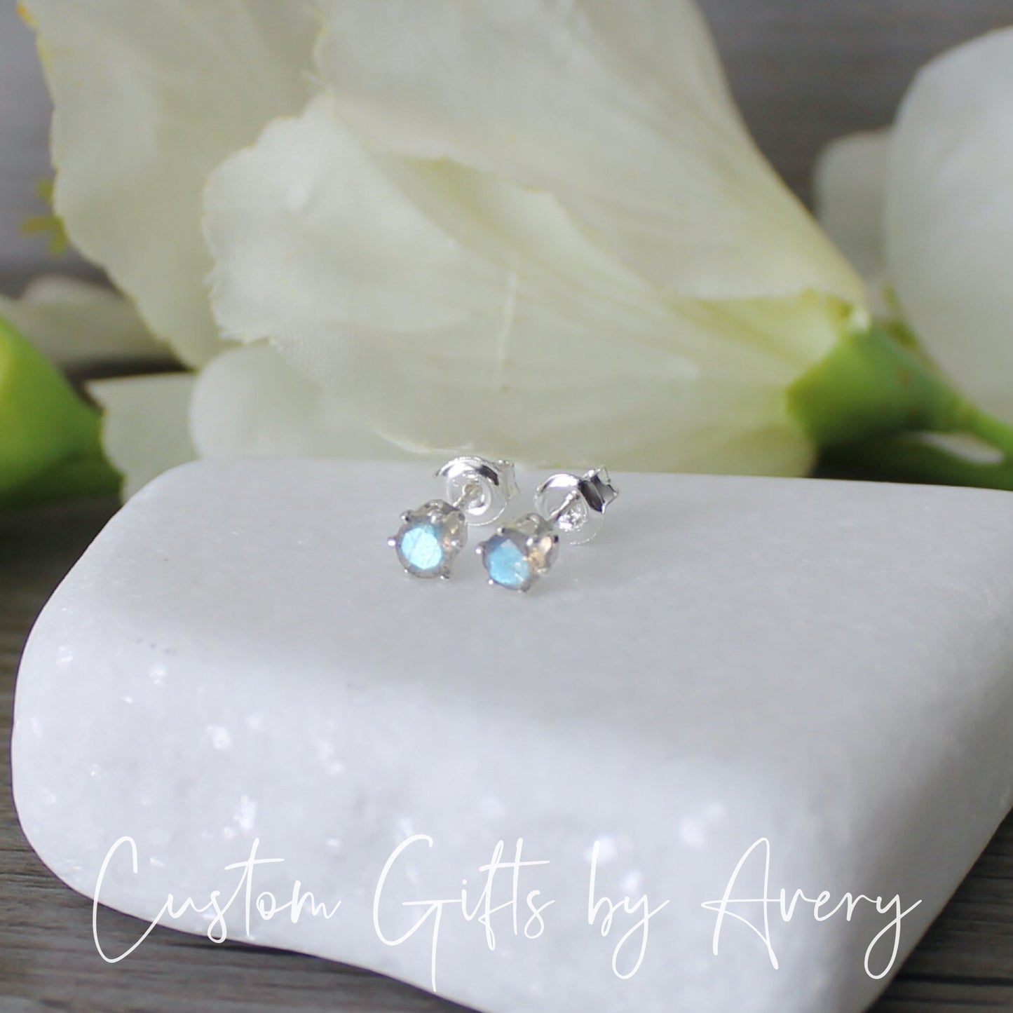 Sterling Silver & Labradorite Studs