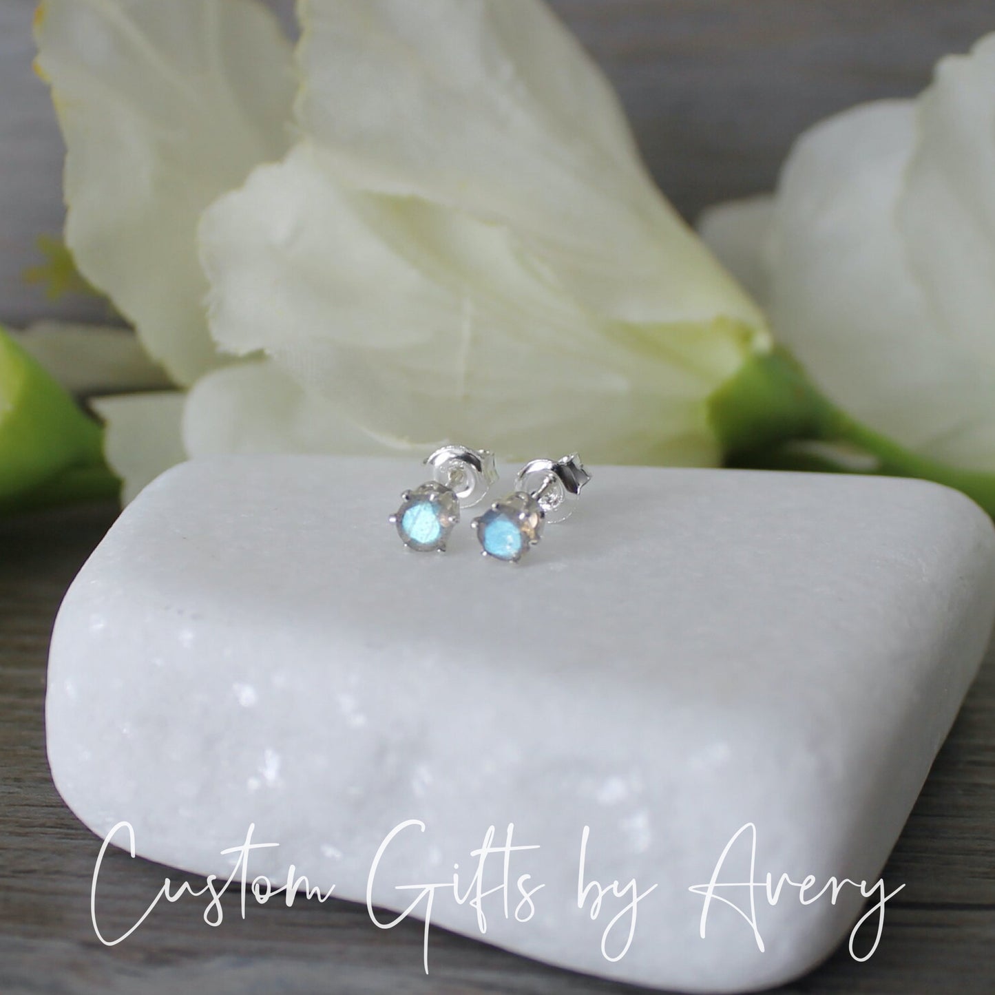 Sterling Silver & Labradorite Studs