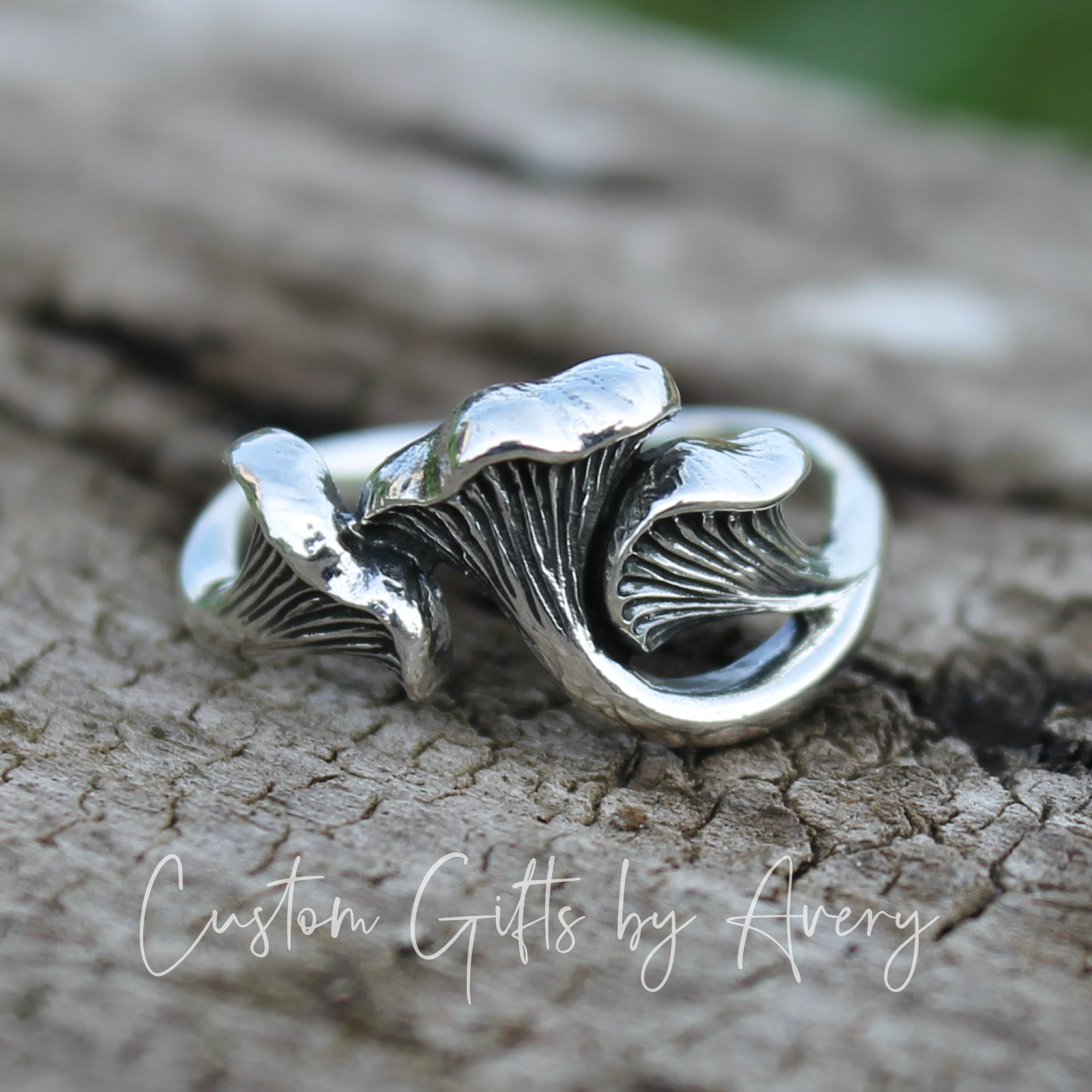Sterling Silver Chanterelle Mushroom Ring – Custom Gifts By Avery