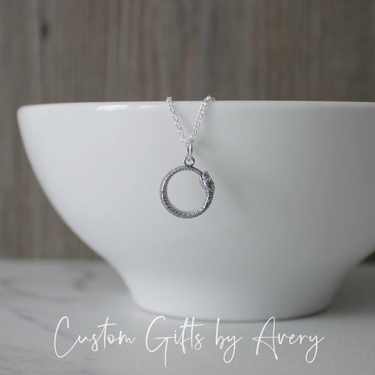 Sterling Silver Ouroboros Snake Necklace