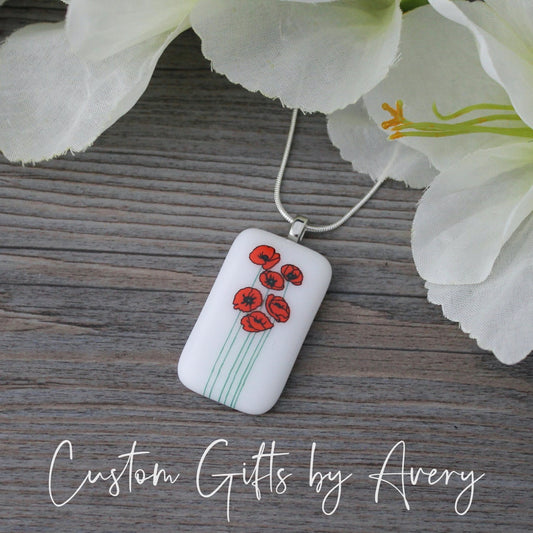 Fused Glass Poppy Necklace