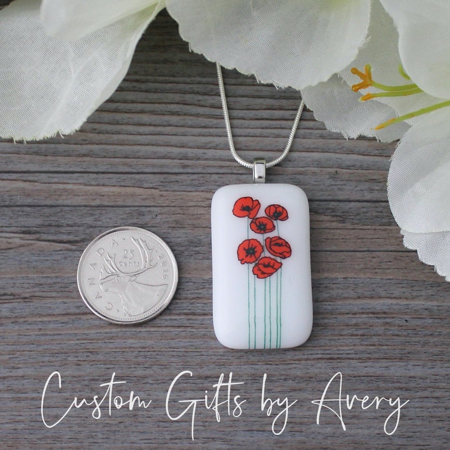 Fused Glass Poppy Necklace