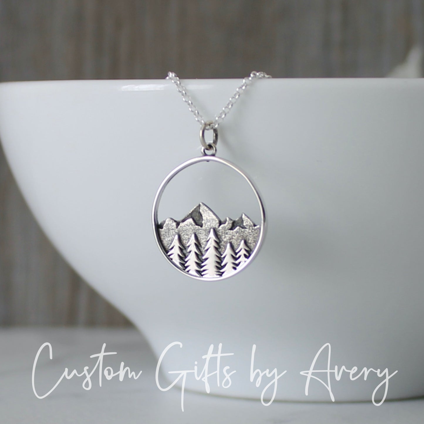 Sterling Silver Forest Mountain Necklace