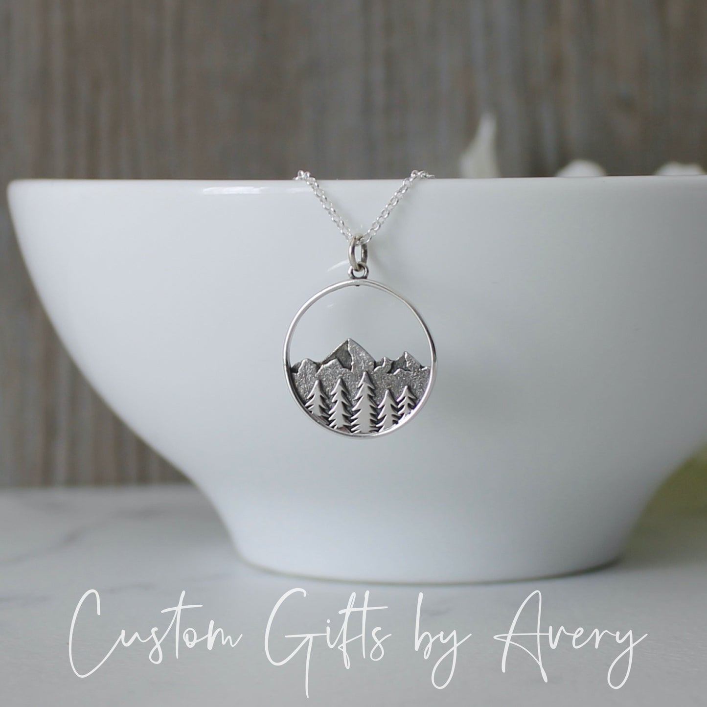 Sterling Silver Forest Mountain Necklace