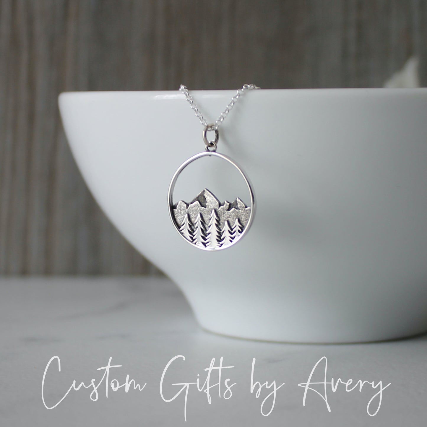 Sterling Silver Forest Mountain Necklace