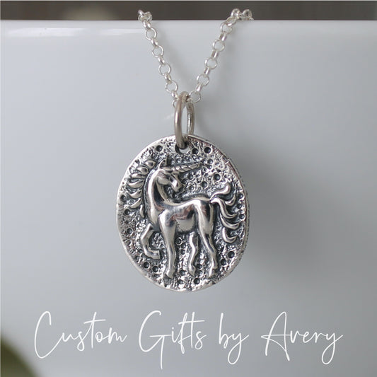 Sterling Silver Unicorn Coin Necklace