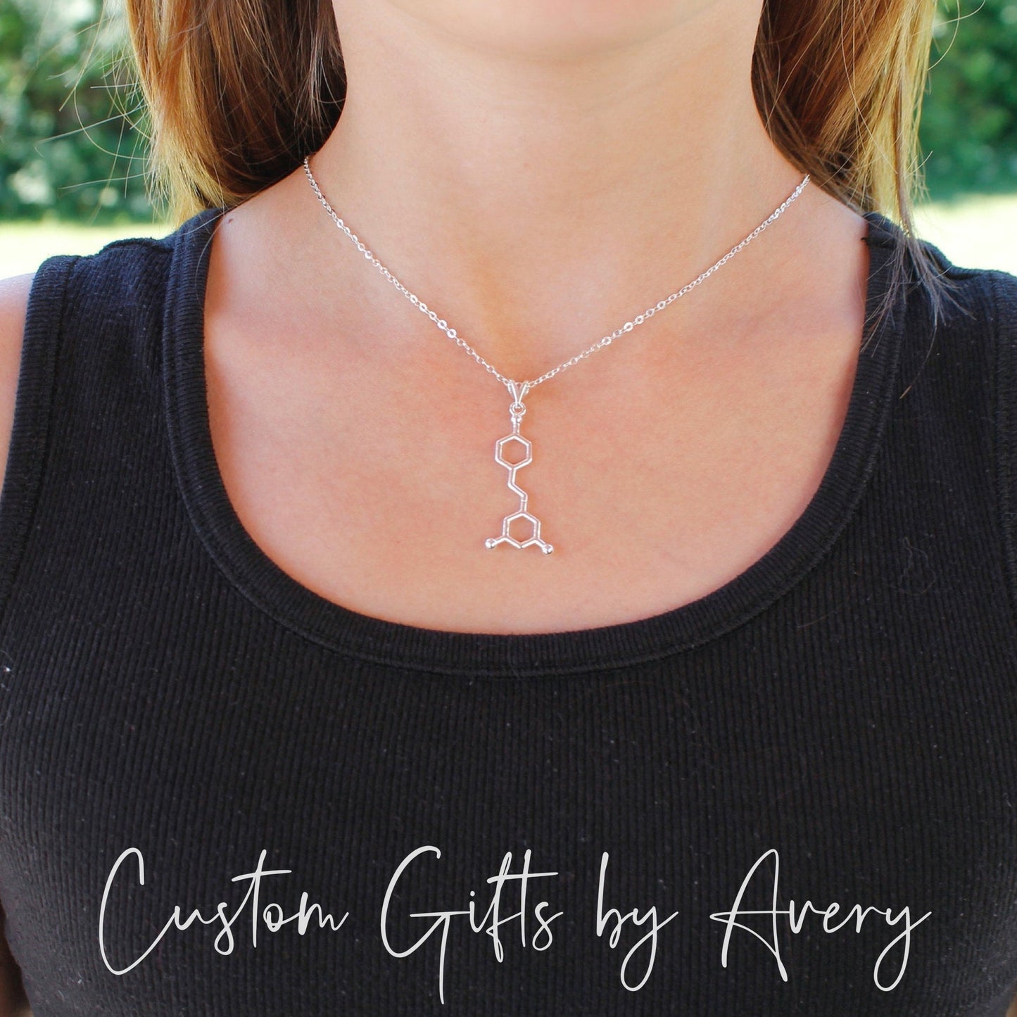 Sterling Silver Wine Molecule Necklace