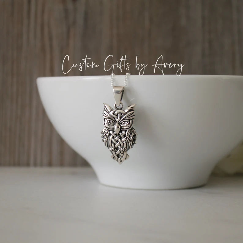 Sterling Silver Celtic Owl Necklace