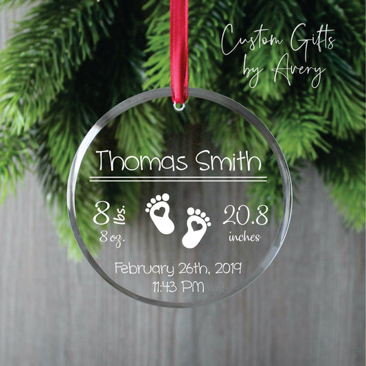 Personalized Baby Christmas Ornament ~ Birth Stats