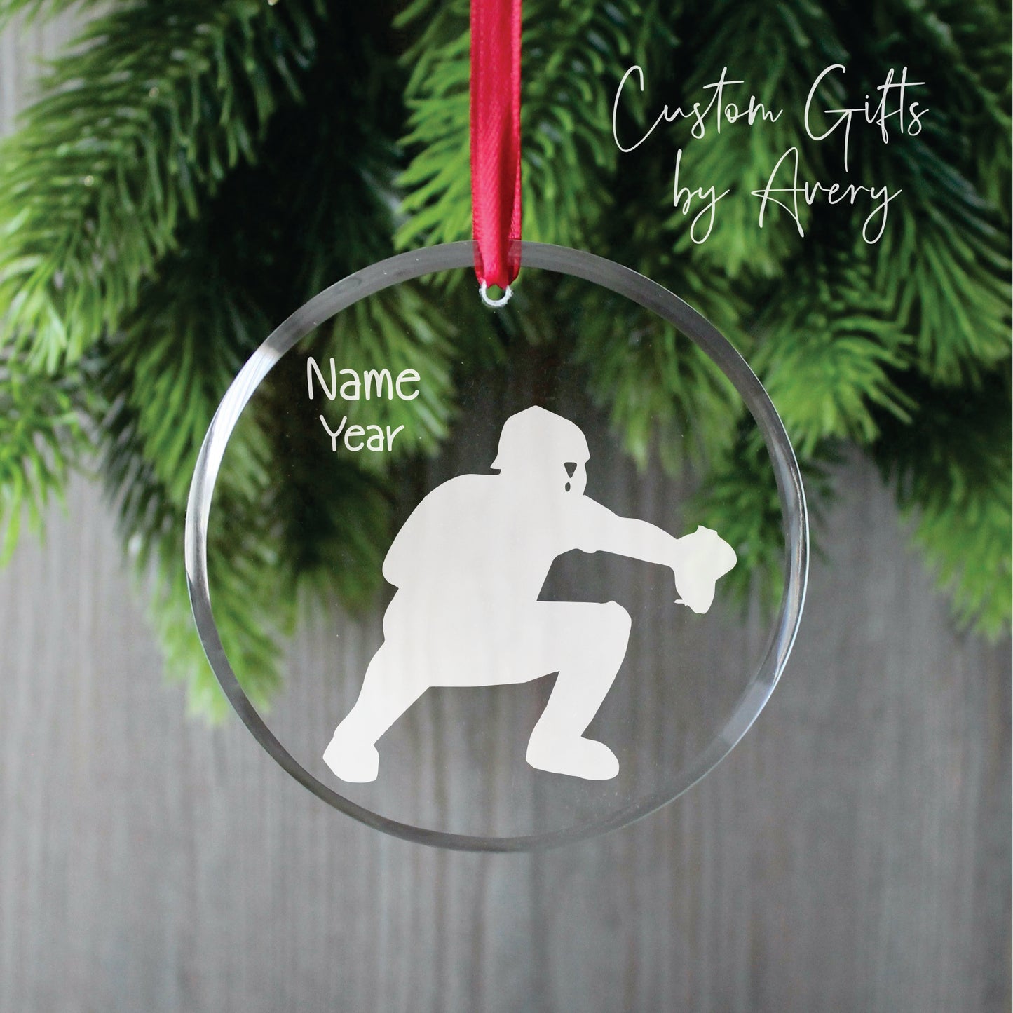 Personalized Glass Christmas Ornament ~ Back Catcher