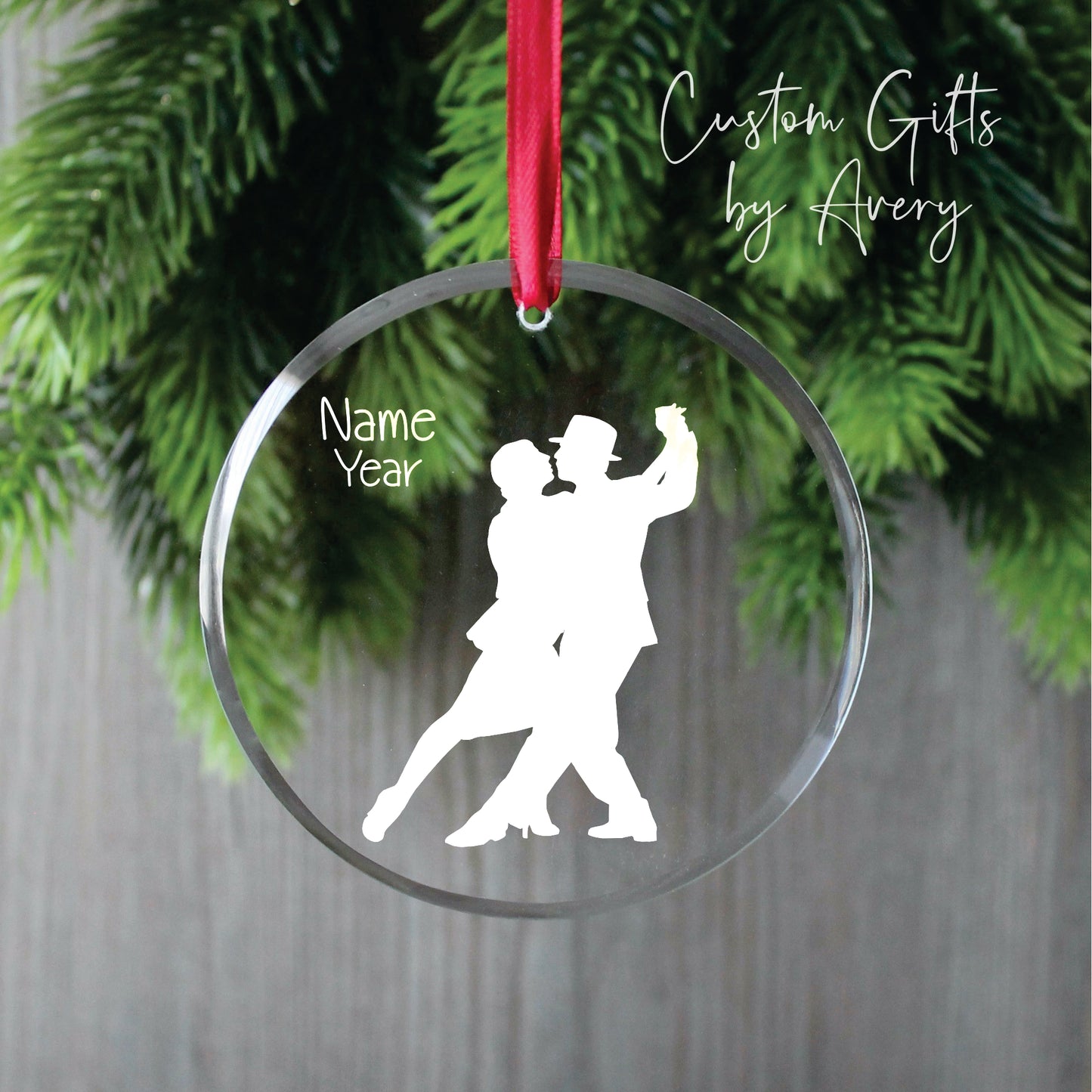 Personalized Glass Christmas Ornament ~ Tango