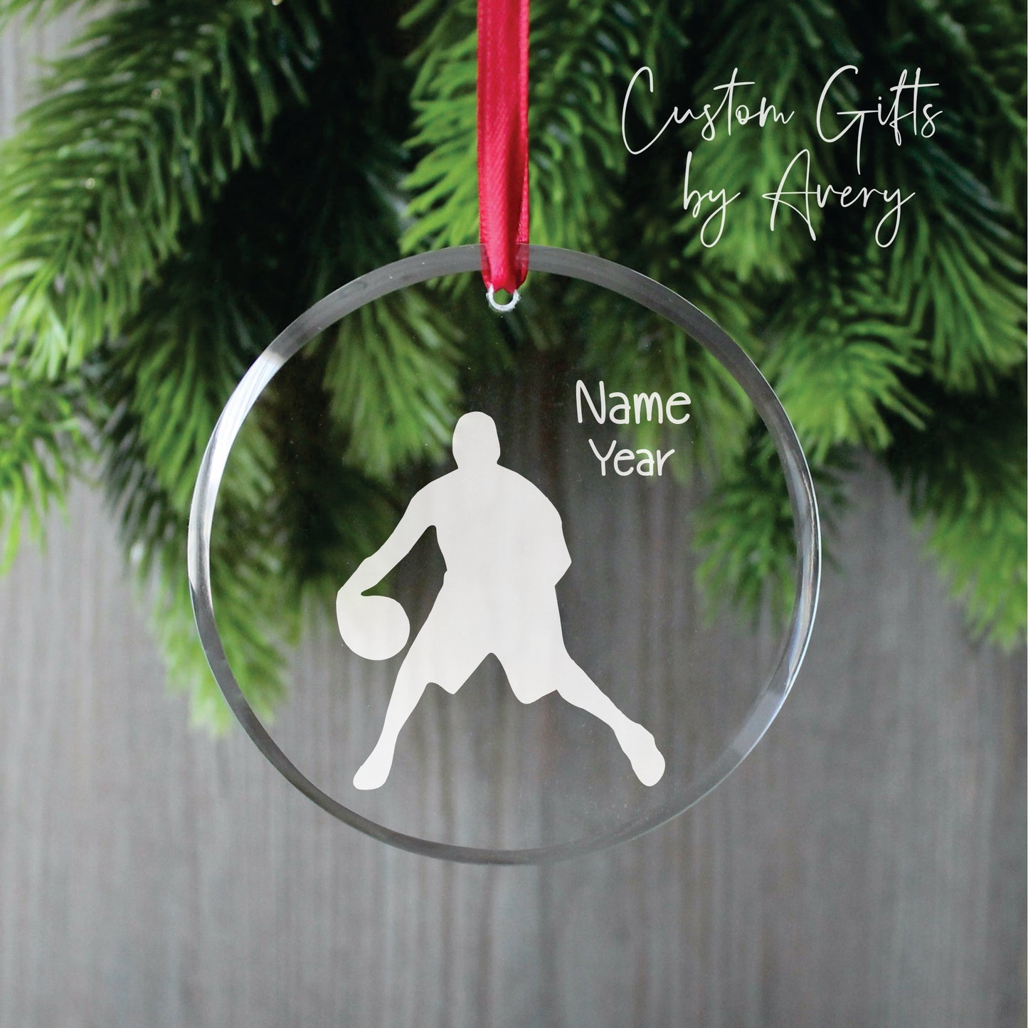 Personalized Glass Christmas Ornament ~ Basketball Player