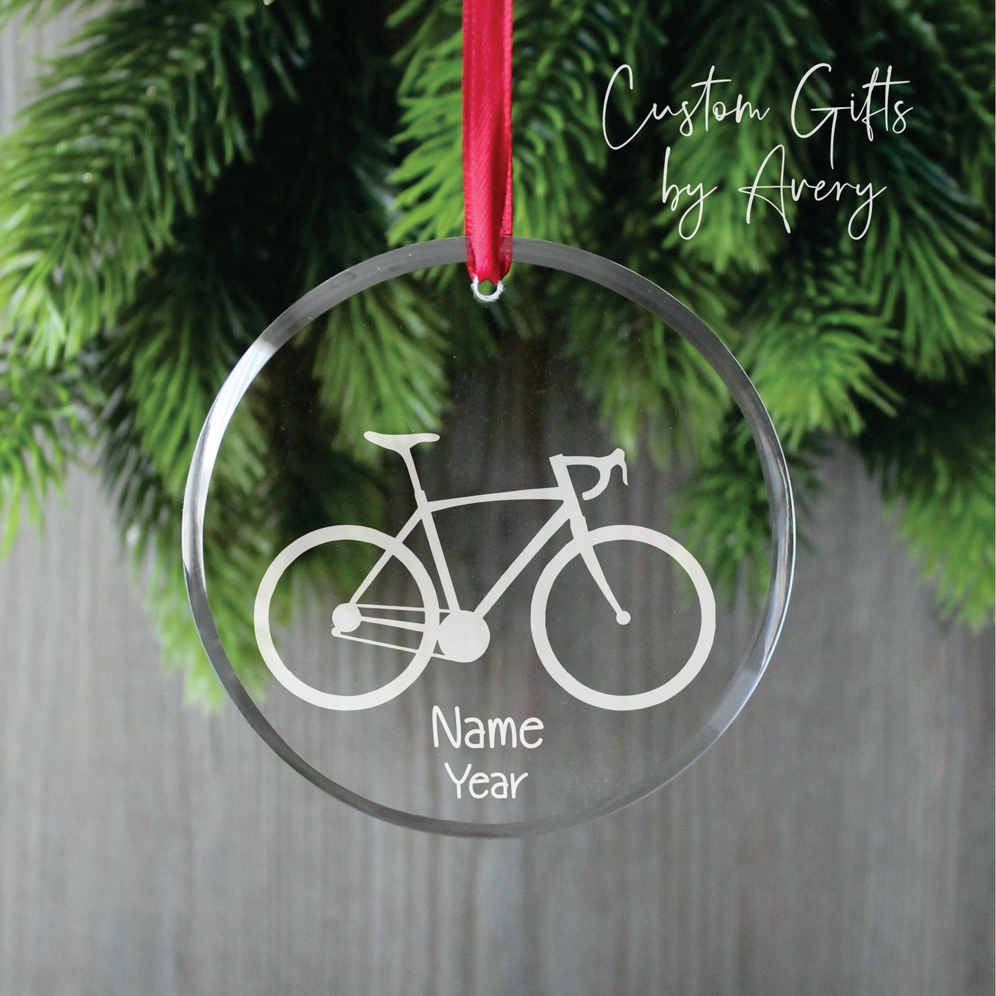 Personalized Glass Christmas Ornament ~ Bicycle