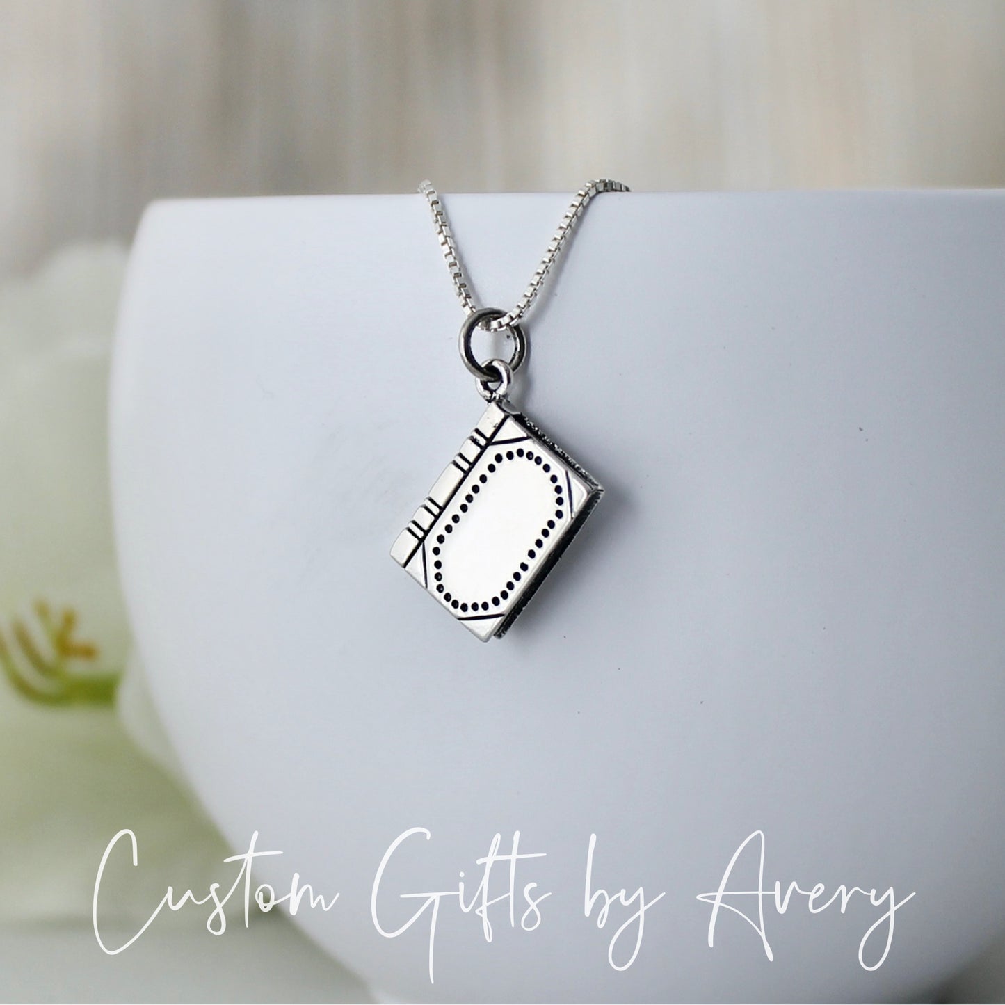 Sterling Silver or Gold Filled & Bronze Book Necklace