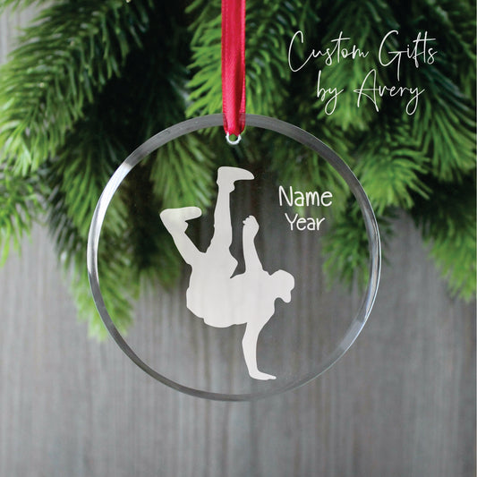 Personalized Glass Christmas Ornament ~ Break Dancer