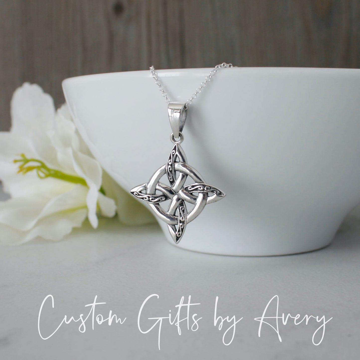 Sterling Silver Celtic Witches Knot Necklace