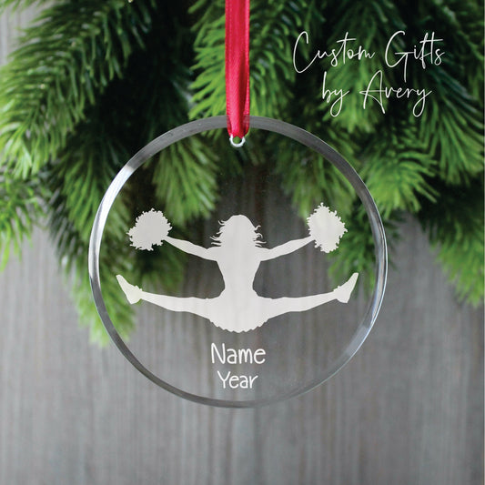 Personalized Glass Christmas Ornament ~ Cheerleader