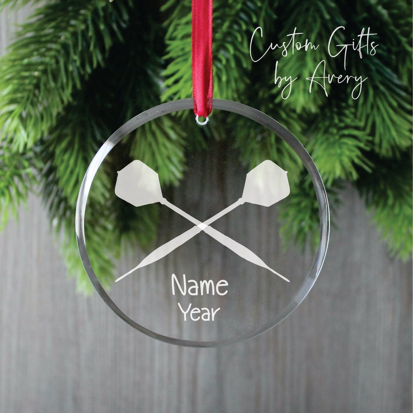 Personalized Glass Christmas Ornament ~ Darts