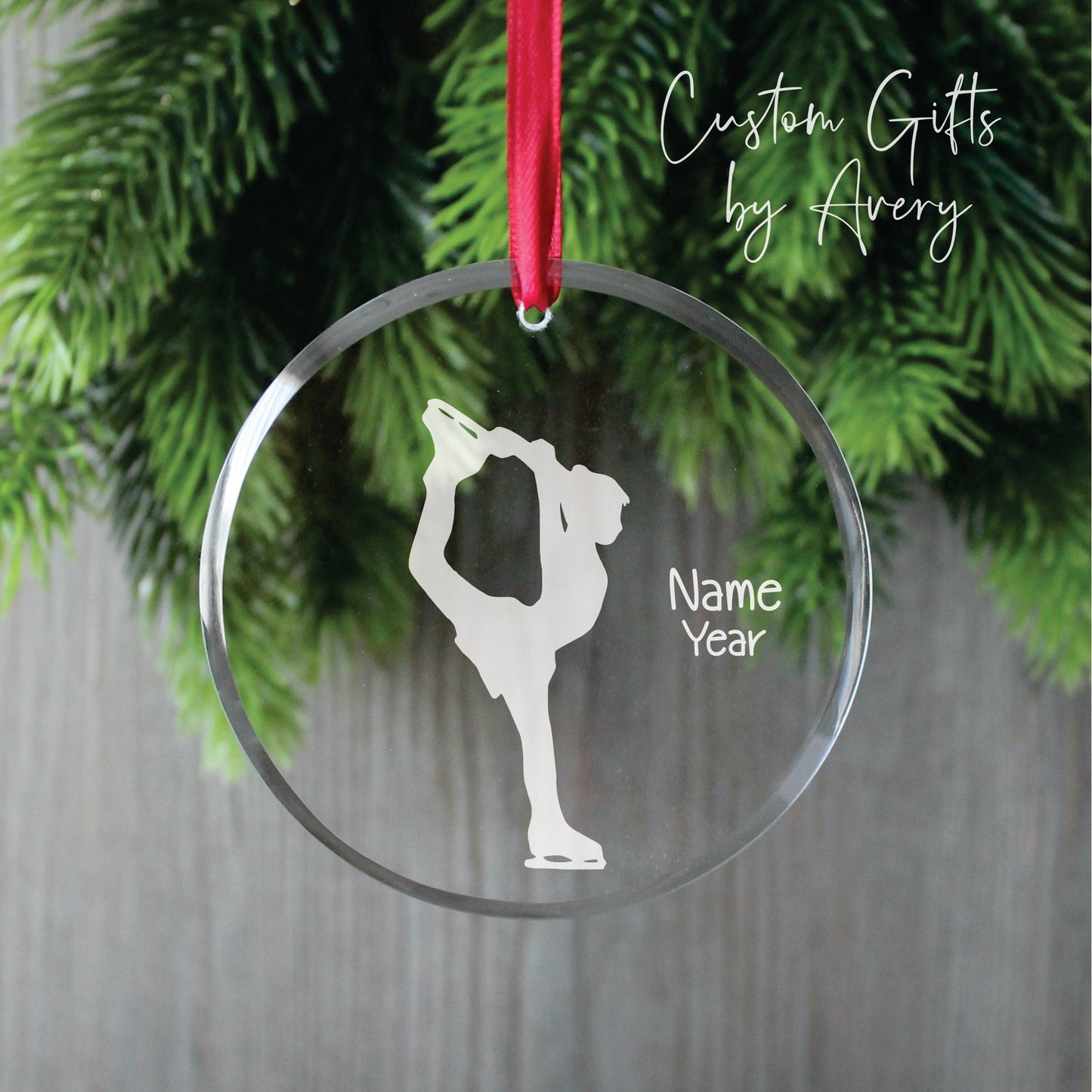 Personalized Glass Christmas Ornament ~ Figure Skating