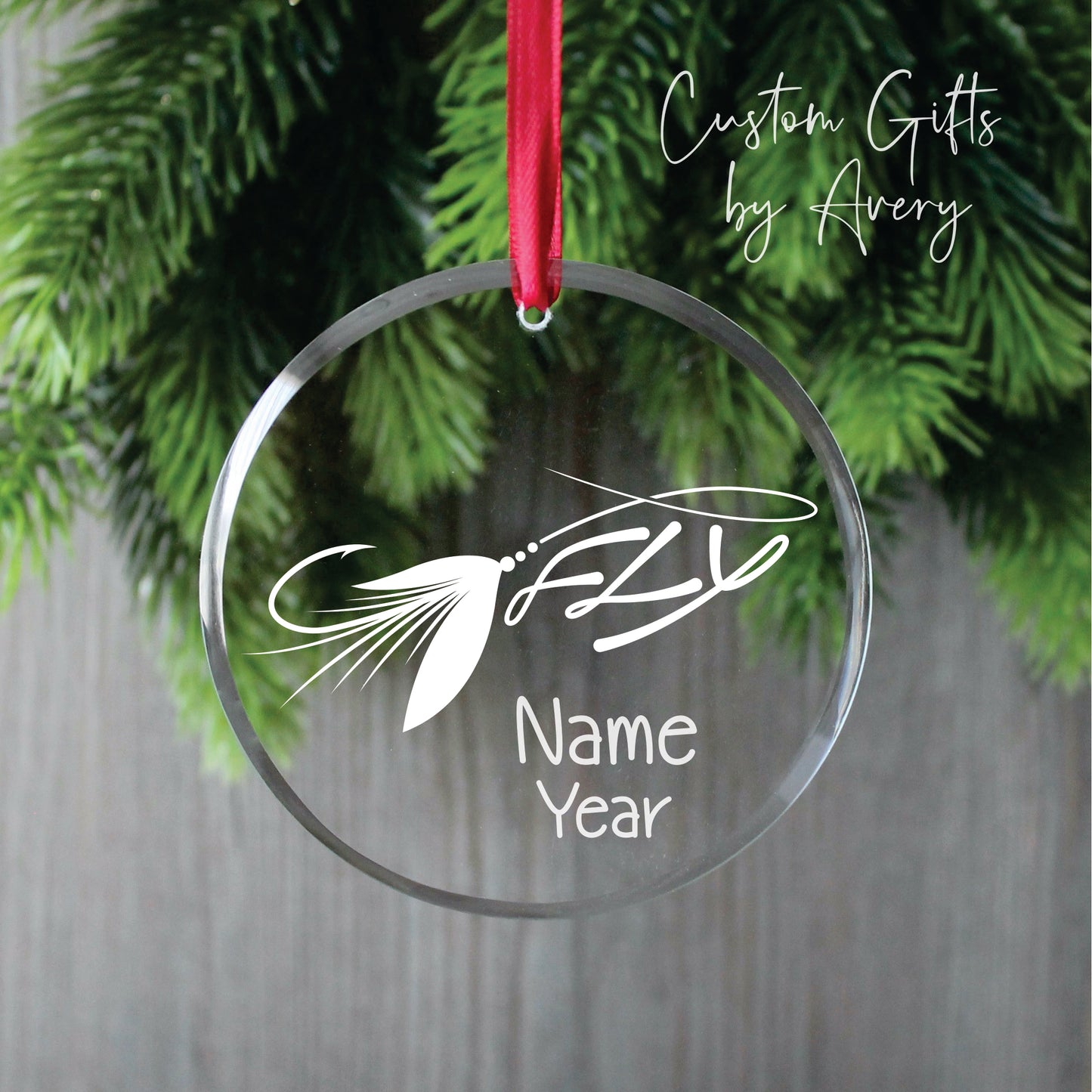 Personalized Glass Christmas Ornament ~ Fly Fishing