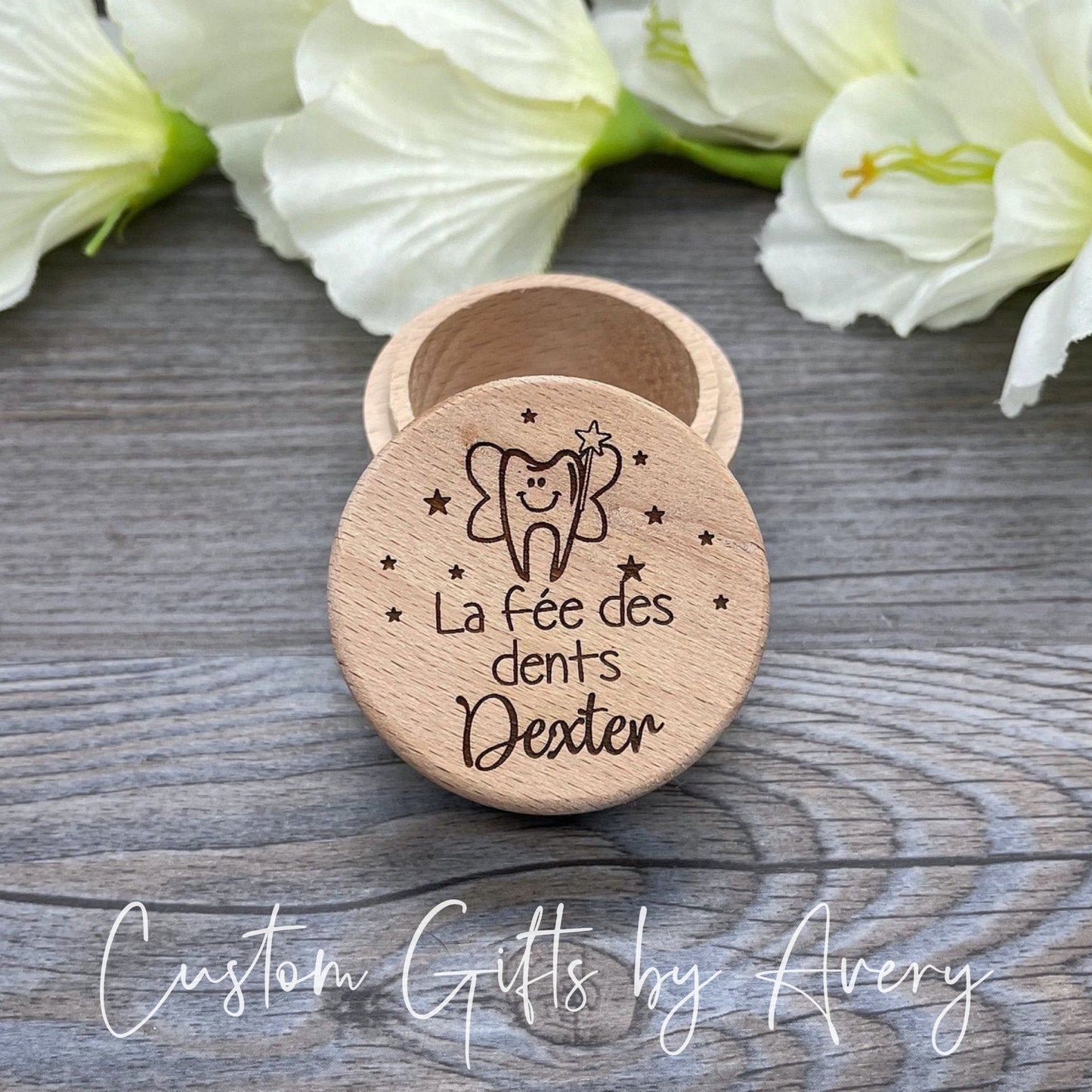 Personalized FRENCH Tooth Box