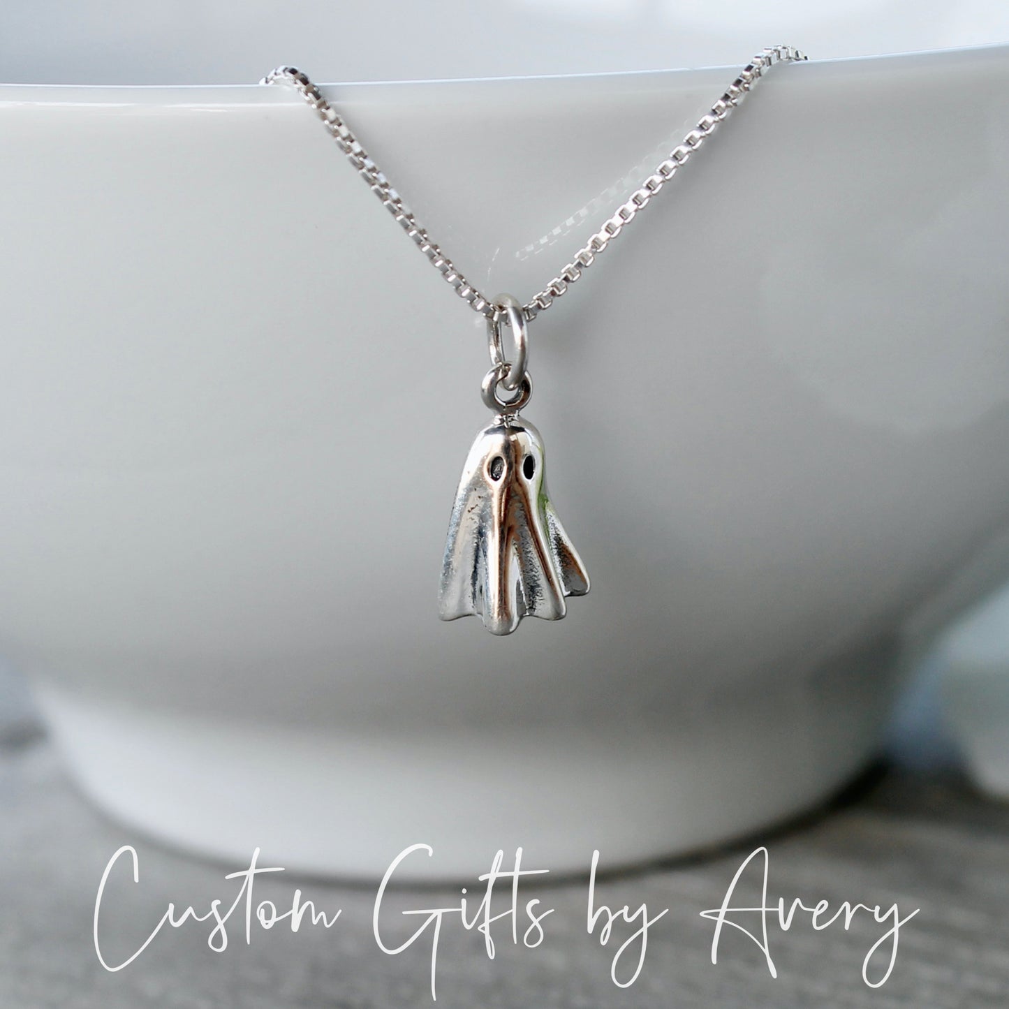 Tiny Sterling Silver Ghost Necklace