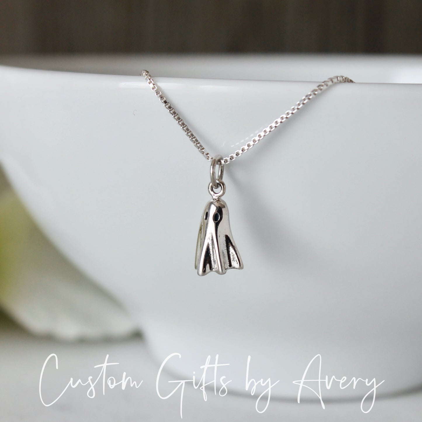 Tiny Sterling Silver Ghost Necklace