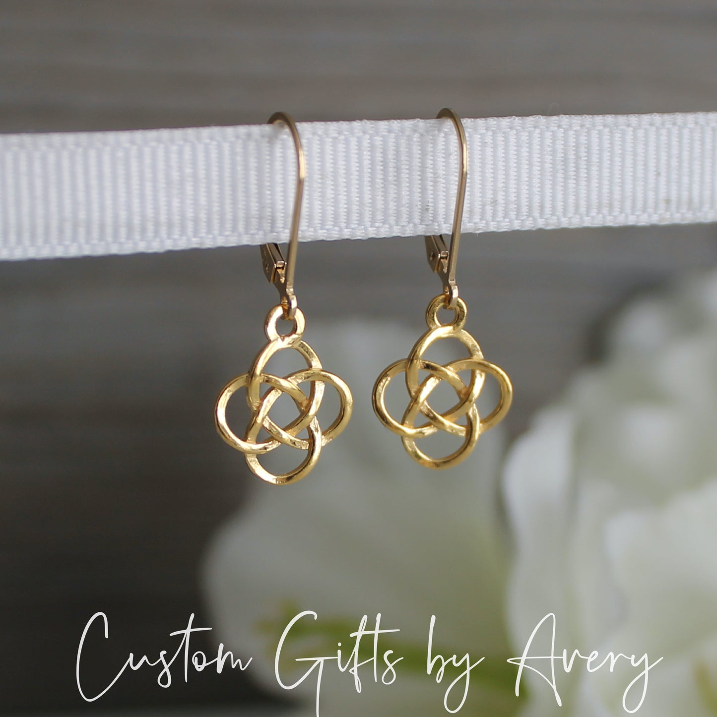 Gold Celtic Dara Knot Earrings