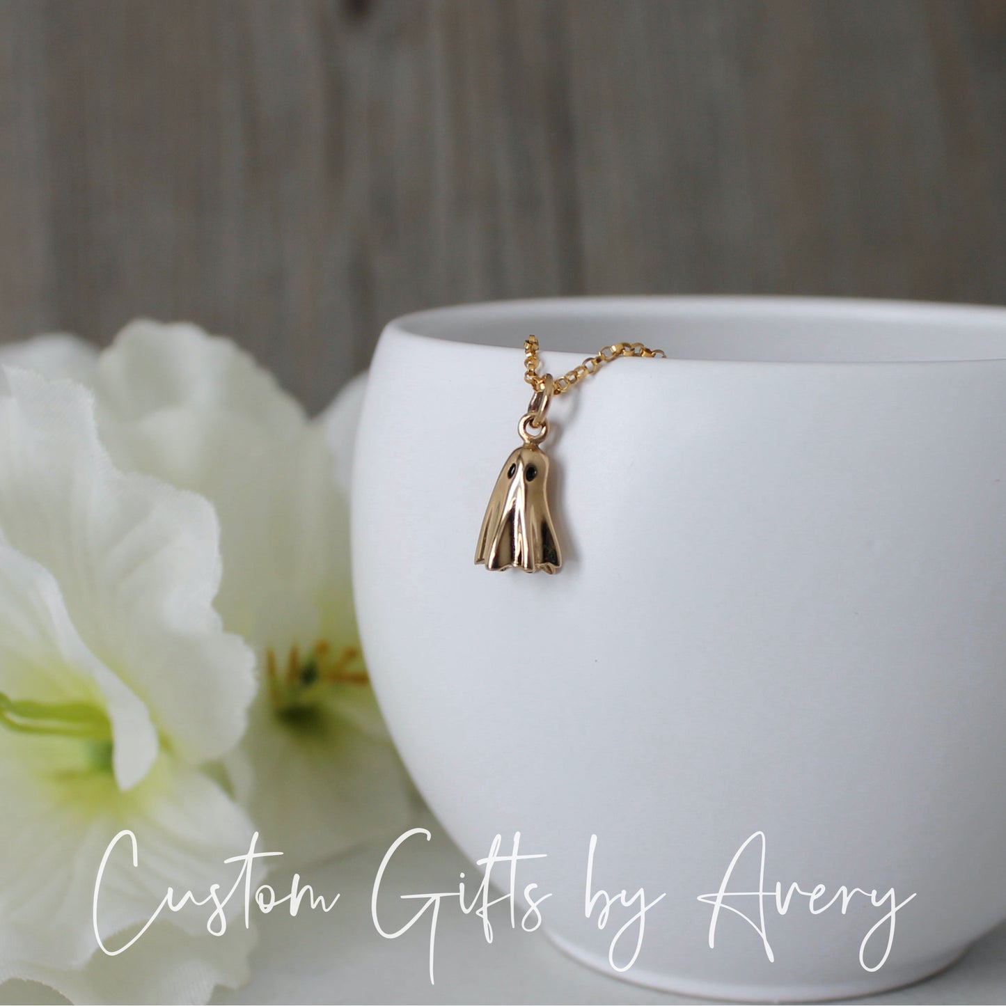 Tiny Gold Ghost Necklace