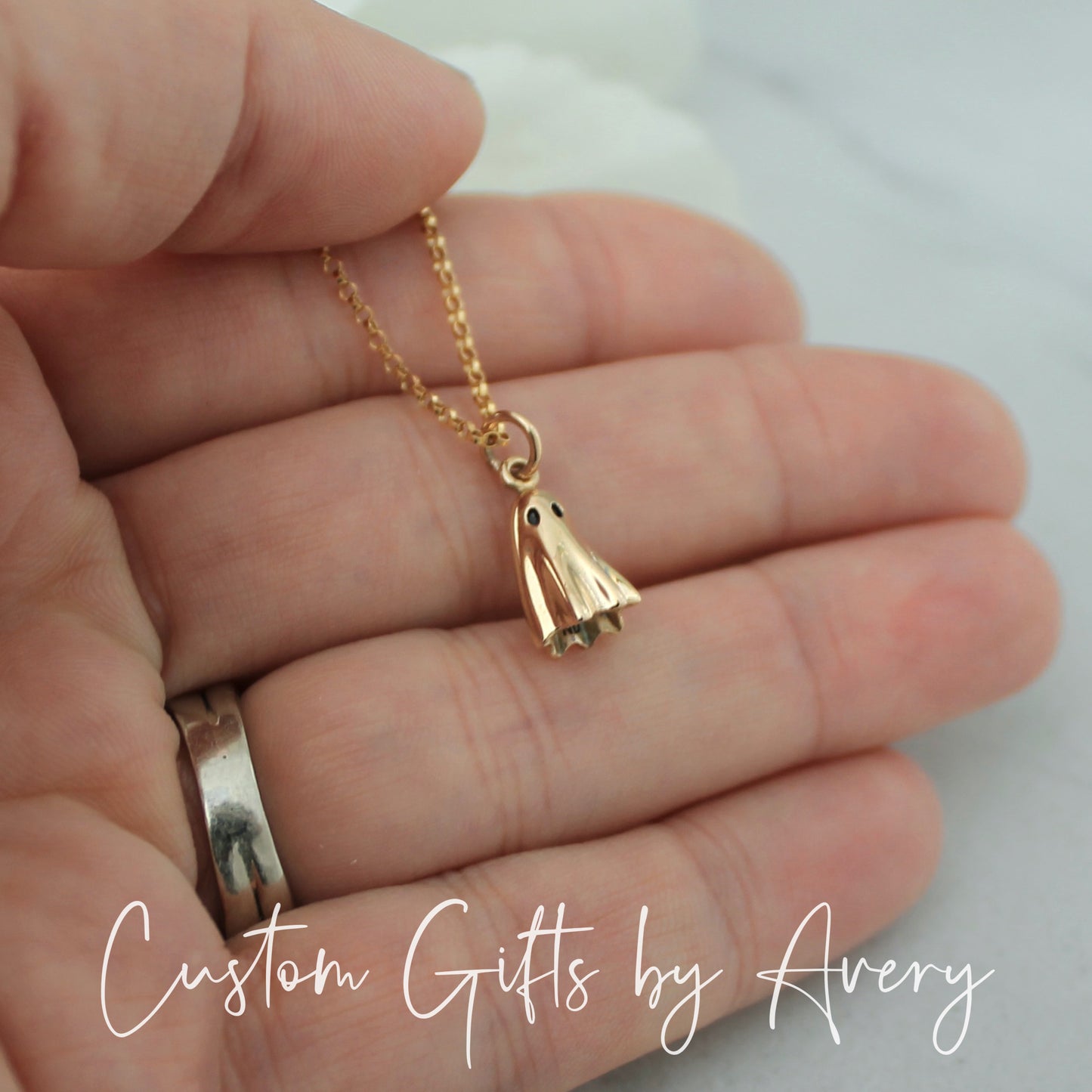 Tiny Gold Ghost Necklace