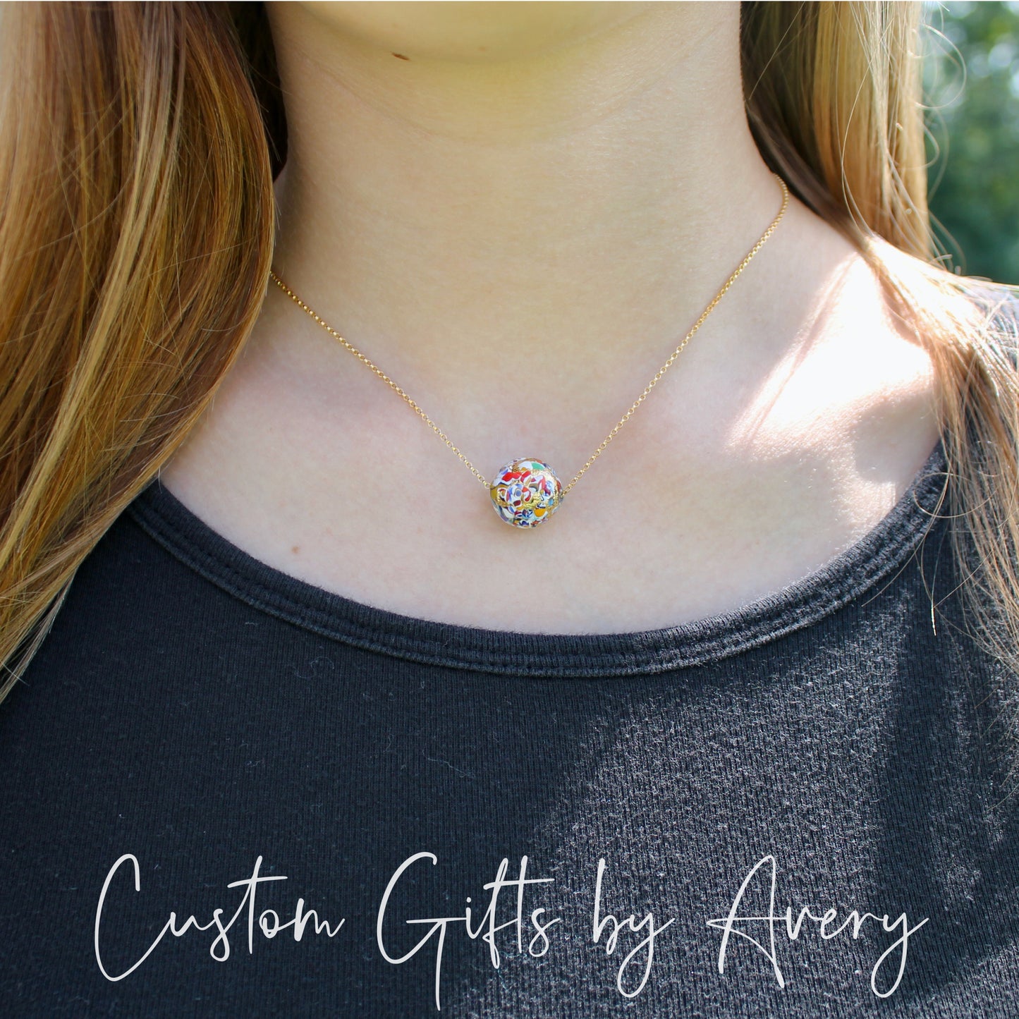 Gold Venetian Murano Klimt Inspired Lampwork Necklace