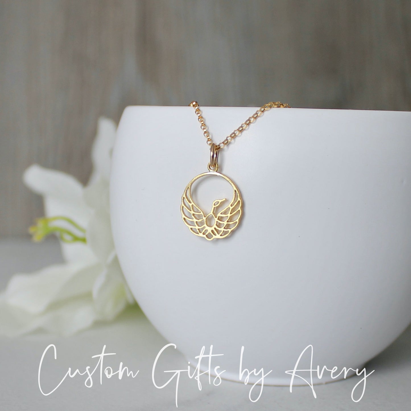 Small Gold Phoenix Necklace