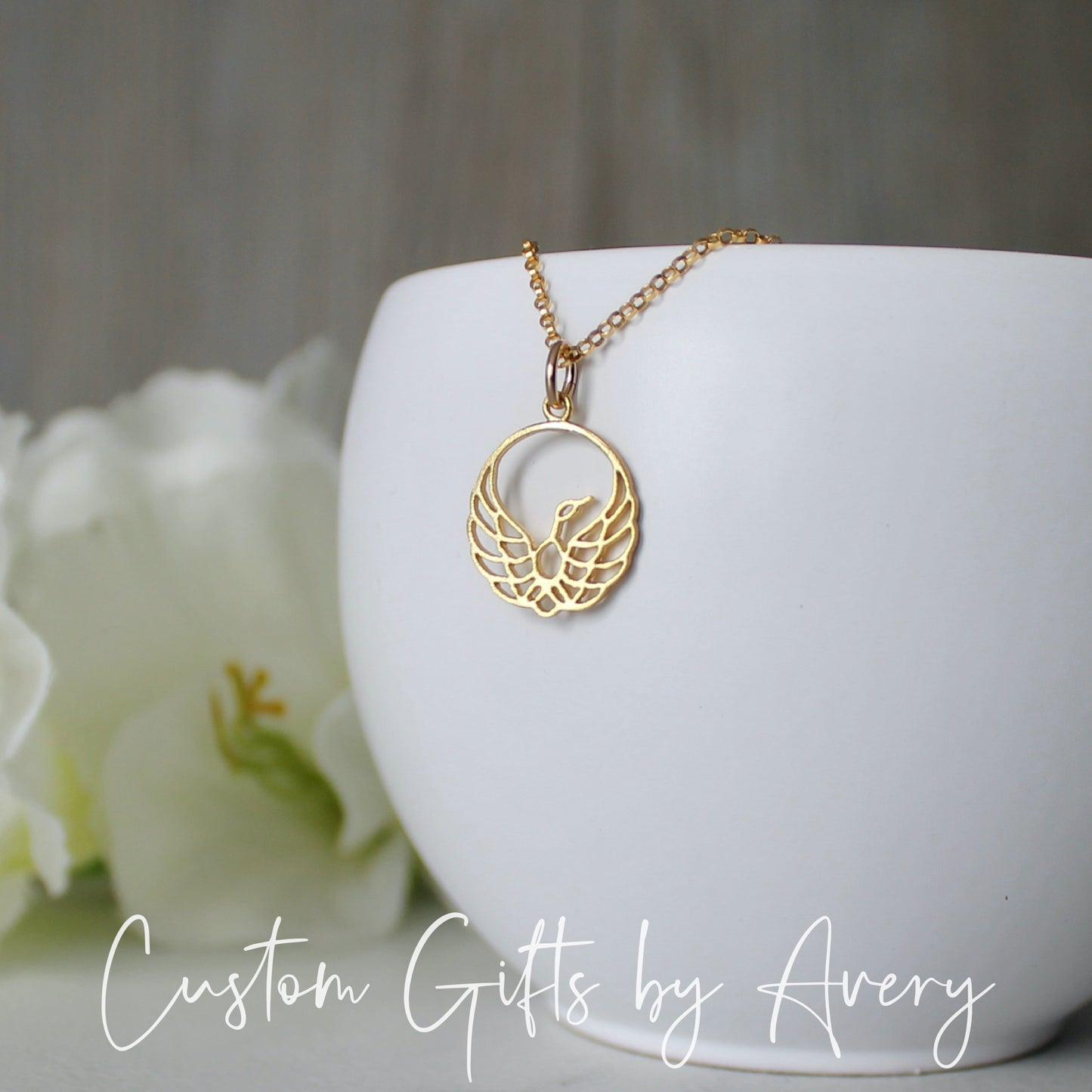 Small Gold Phoenix Necklace