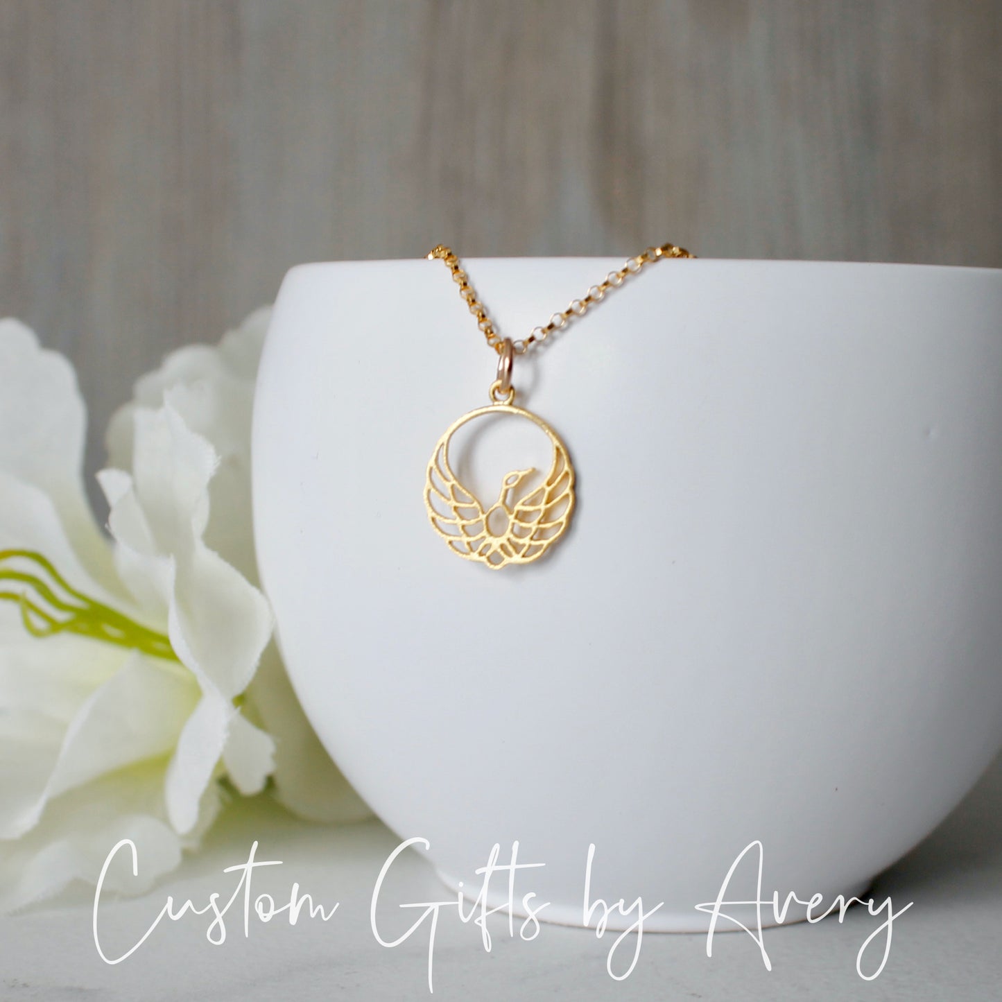 Small Gold Phoenix Necklace