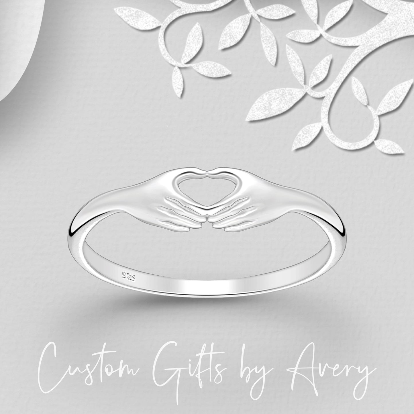 Sterling Silver Hand Heart Ring