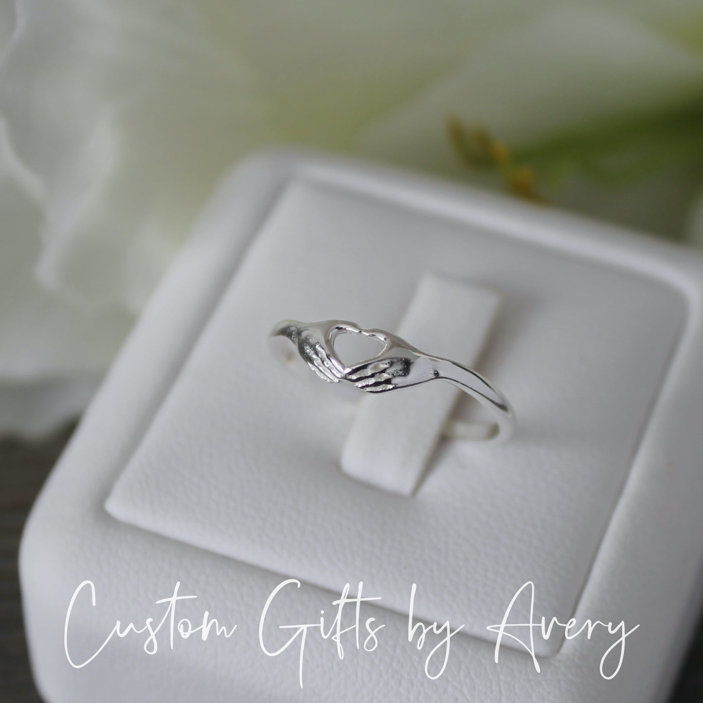 Sterling Silver Hand Heart Ring