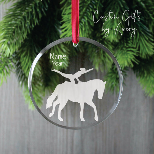 Personalized Glass Christmas Ornament ~ Acrobatic Horse Back Rider