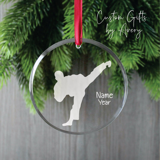 Personalized Glass Christmas Ornament ~ Karate