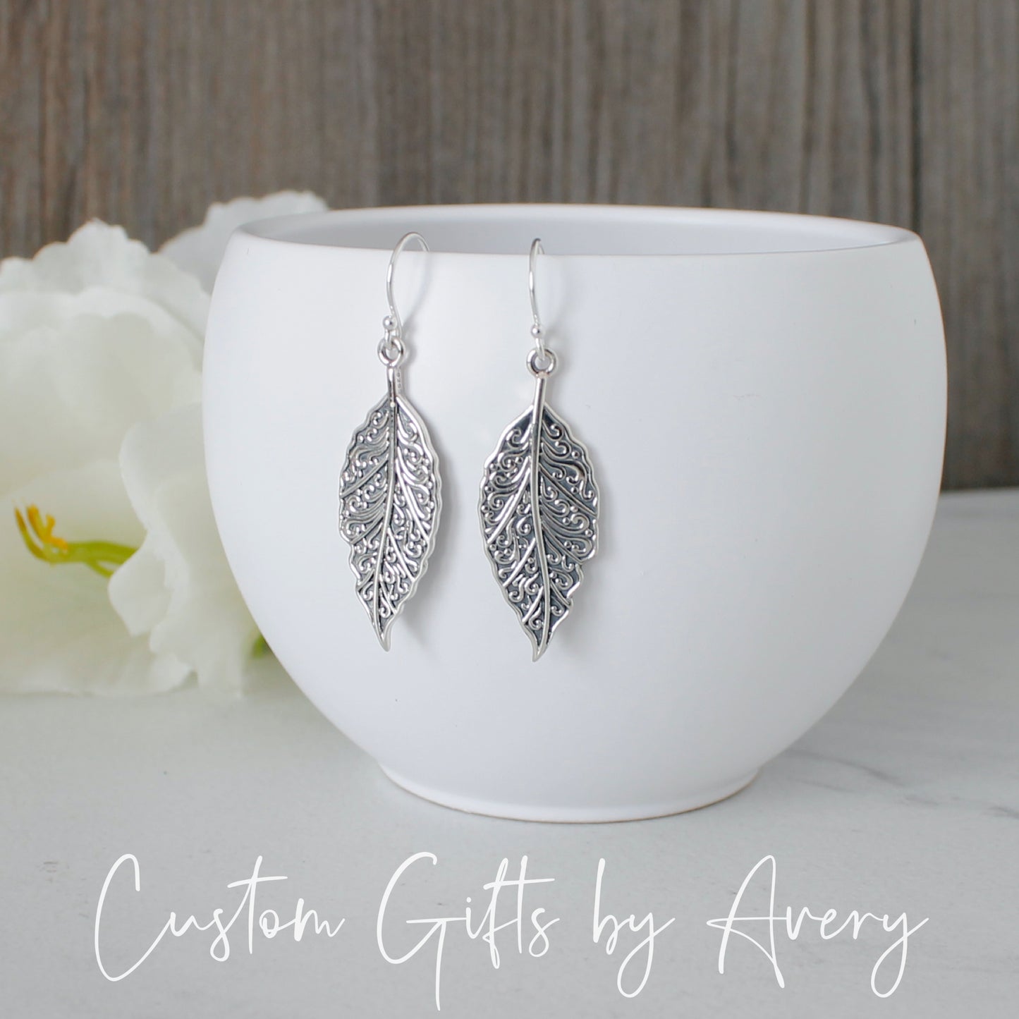 Sterling Silver Leaf Earrings