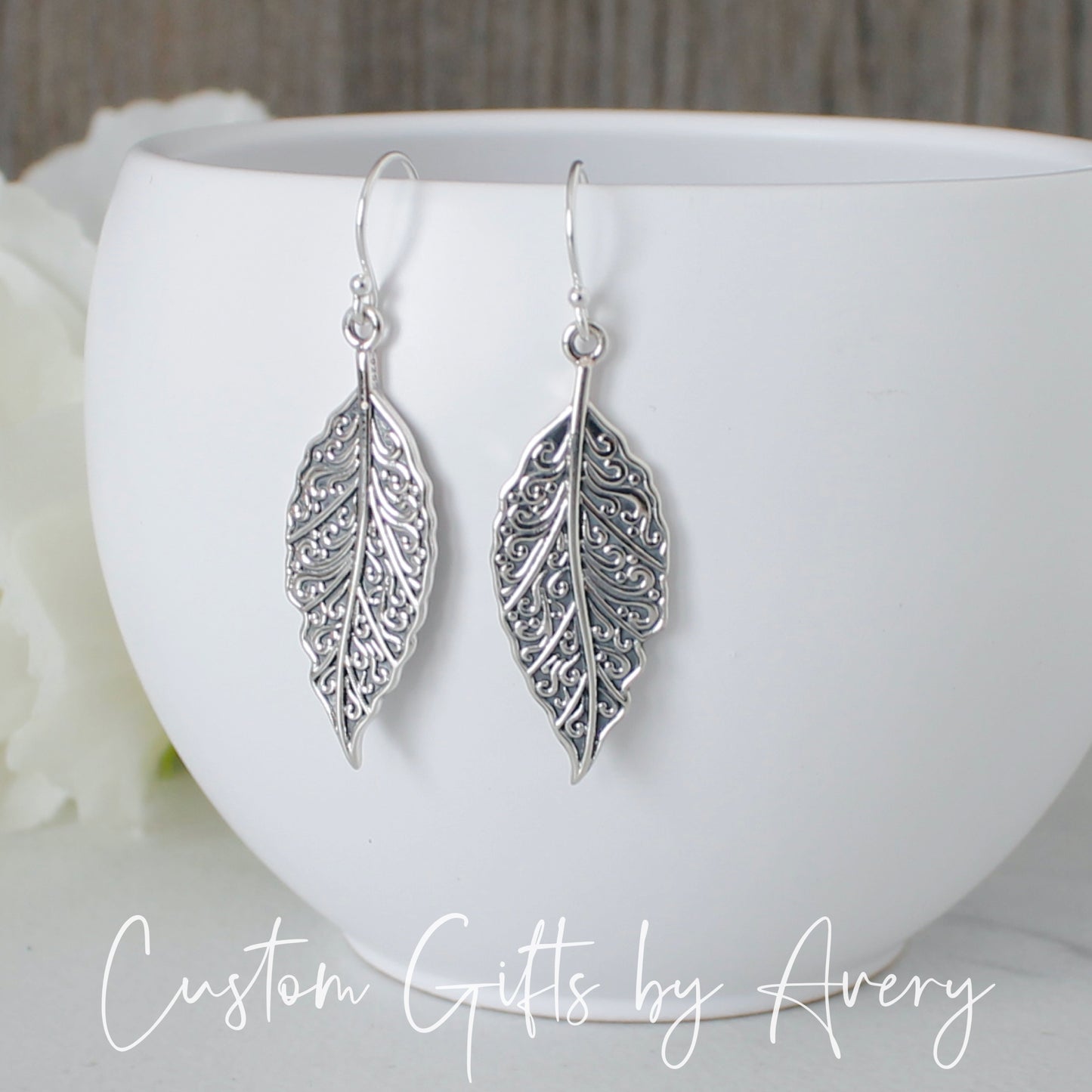 Sterling Silver Leaf Earrings