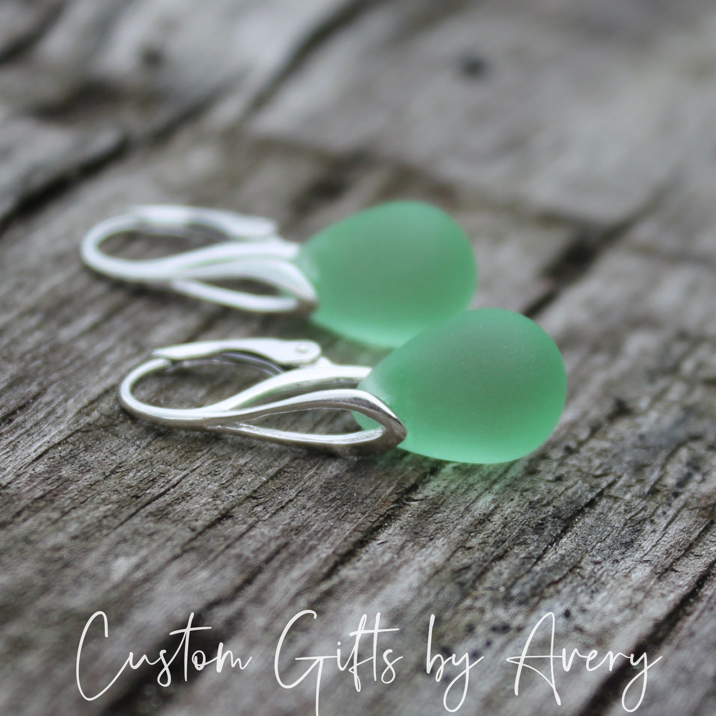 Light Sea-Green Cultured Sea Glass & Sterling Silver Earrings